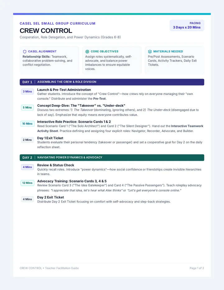 Crew Control Teacher Guide page 1