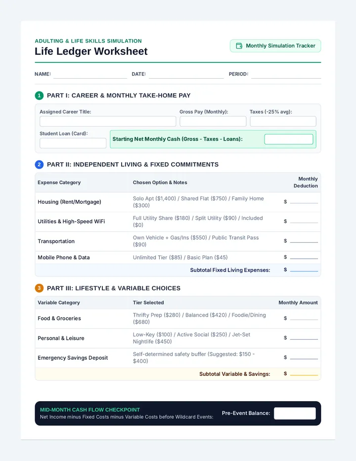 Life Ledger Worksheet