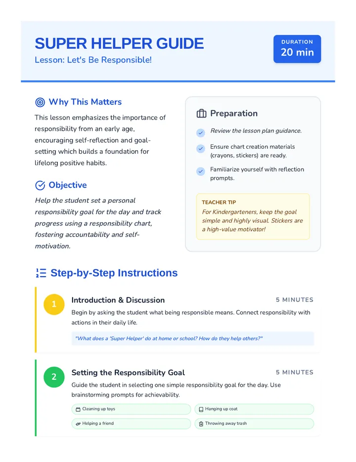 Responsibility Goal Setting Teacher Guide