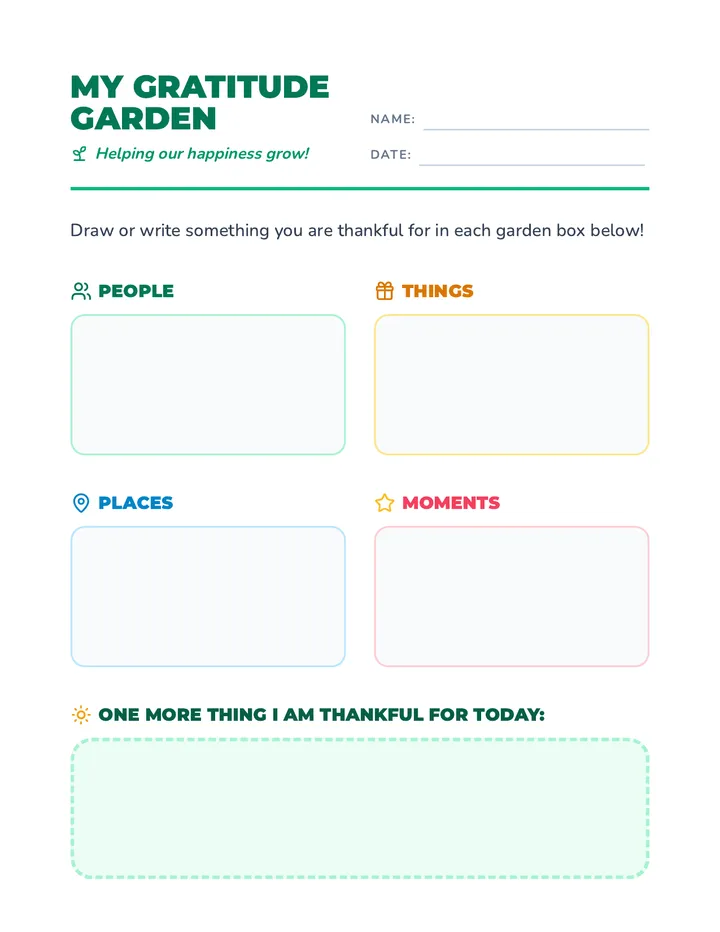 Gratitude Garden Worksheet