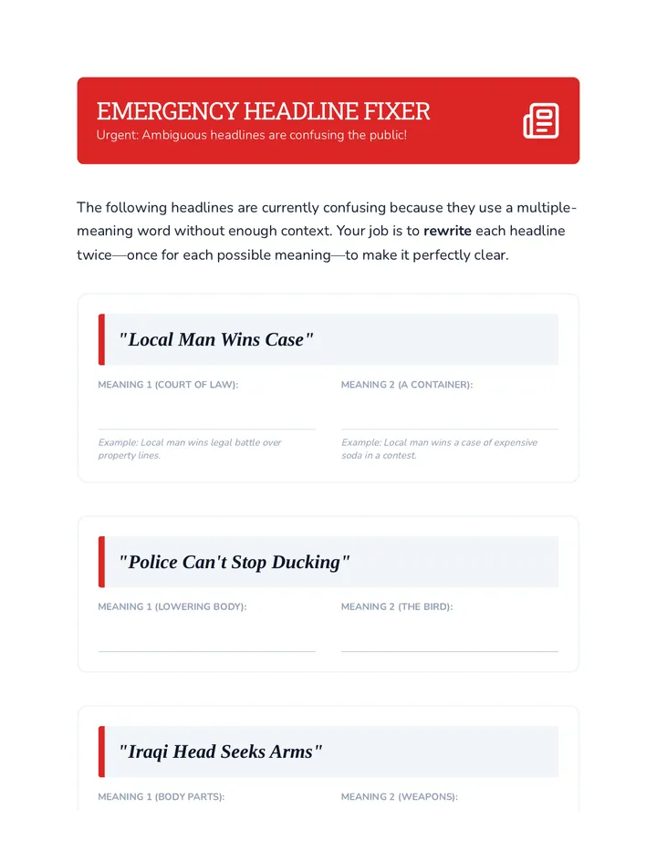 Headline Fixer Activity