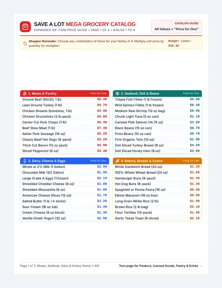 Save A Lot Price Sheet