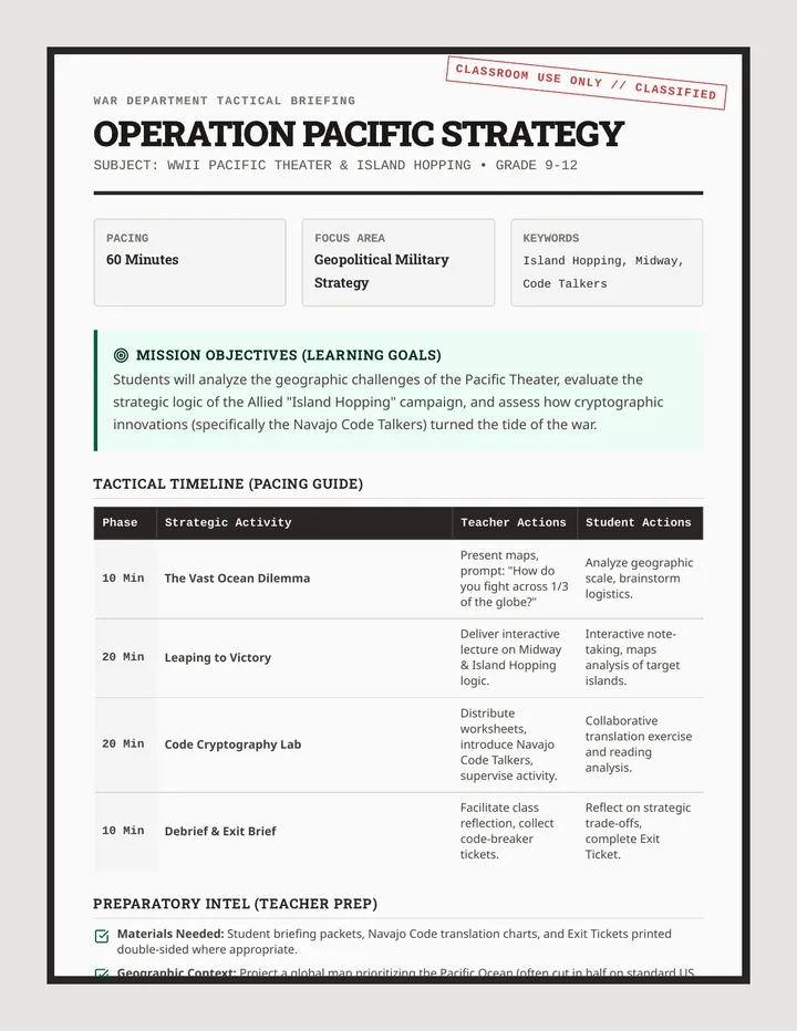 Island Hopping Lesson Plan
