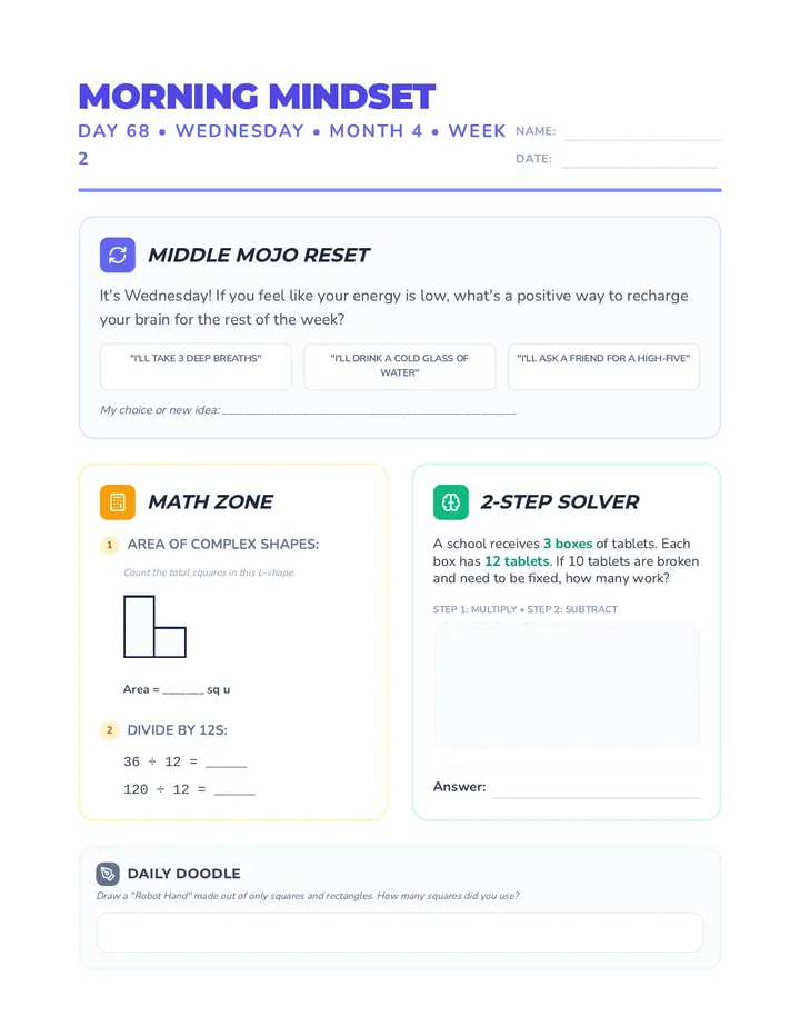 Wednesday Month 4 Week 2 Worksheet