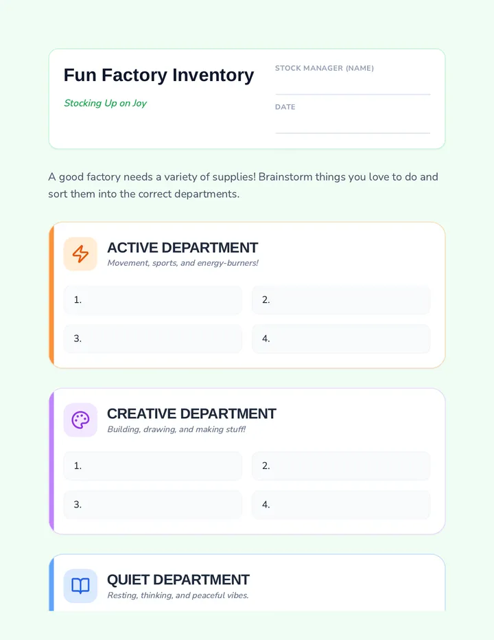Fun Factory Inventory Sheet