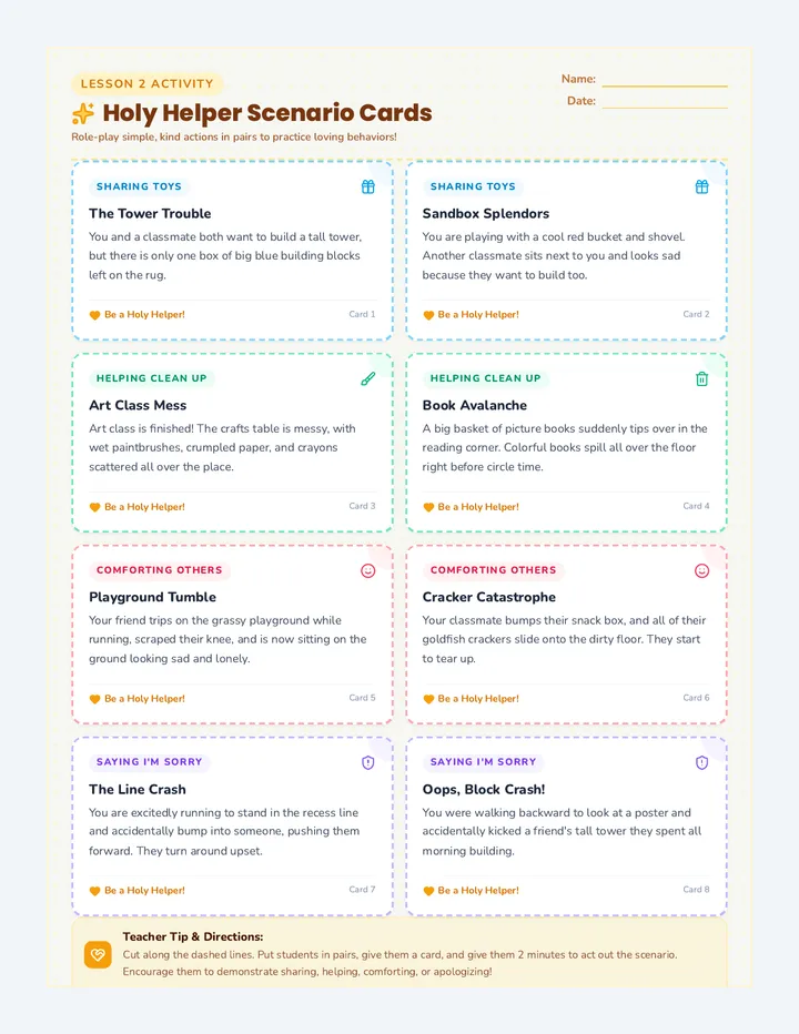 Holy Helper Scenario Cards