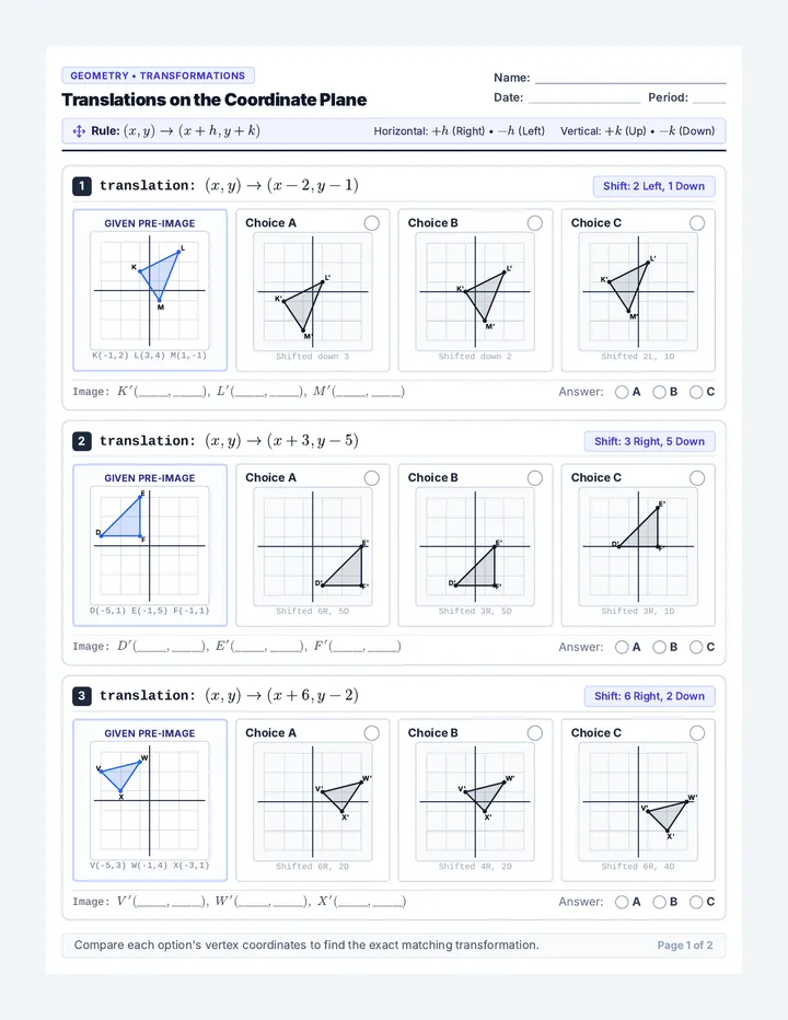 Figure Translations Practice Worksheet