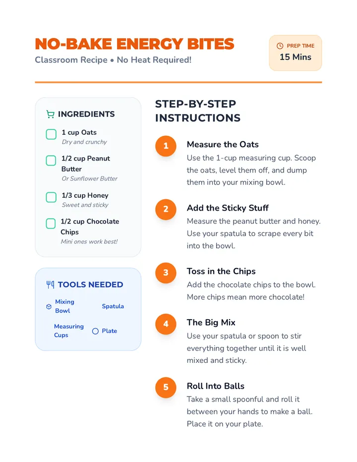 Energy Bites Recipe Card