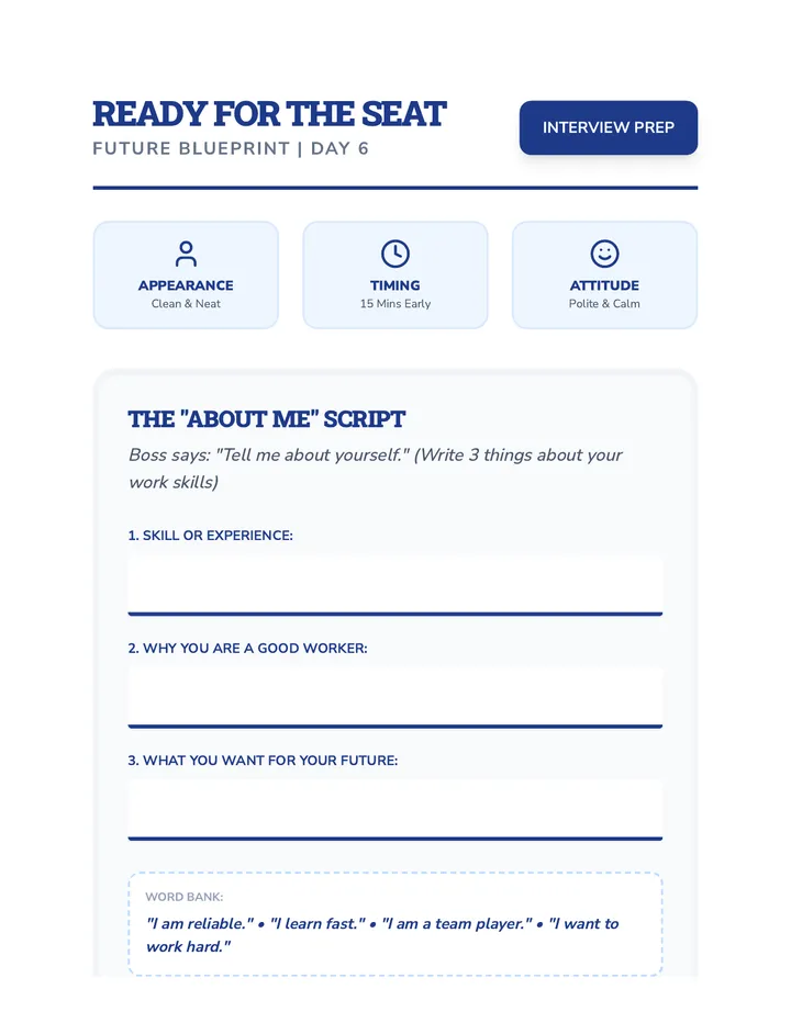 Interview Prep Checklist Worksheet Day 6