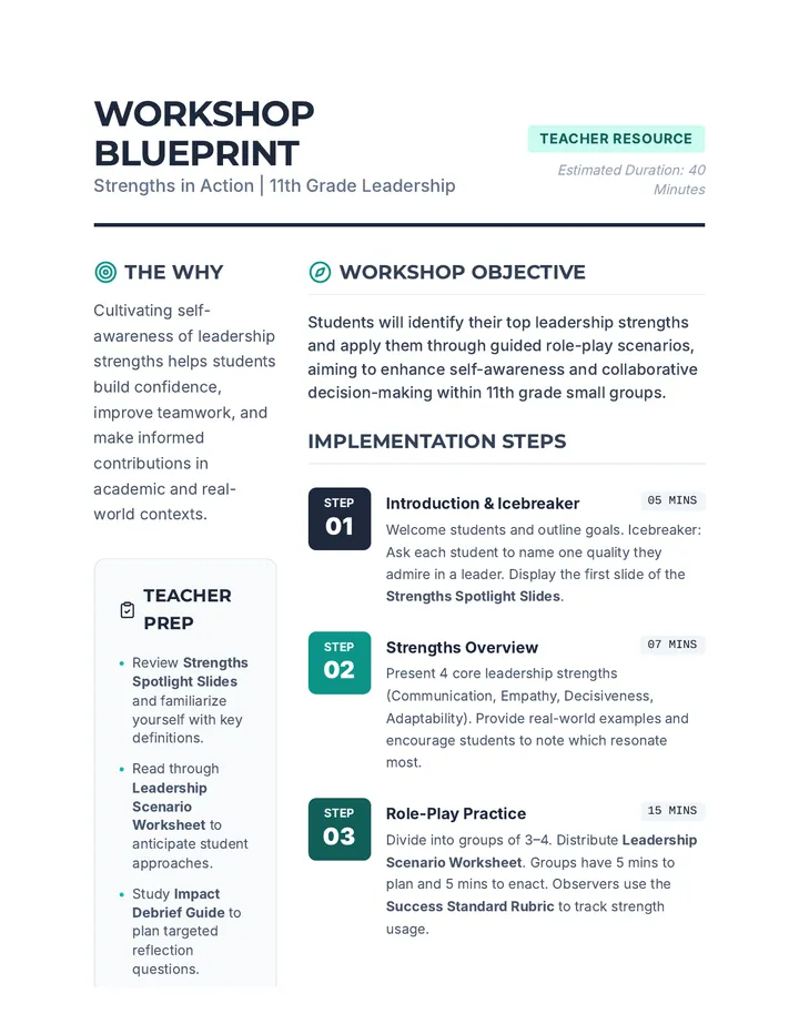 Workshop Blueprint Plan