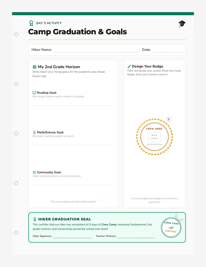Camp Badge Goal Setter Worksheet