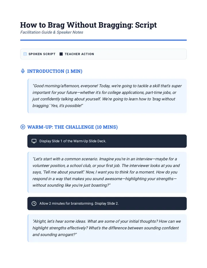 Facilitation Script Guide village