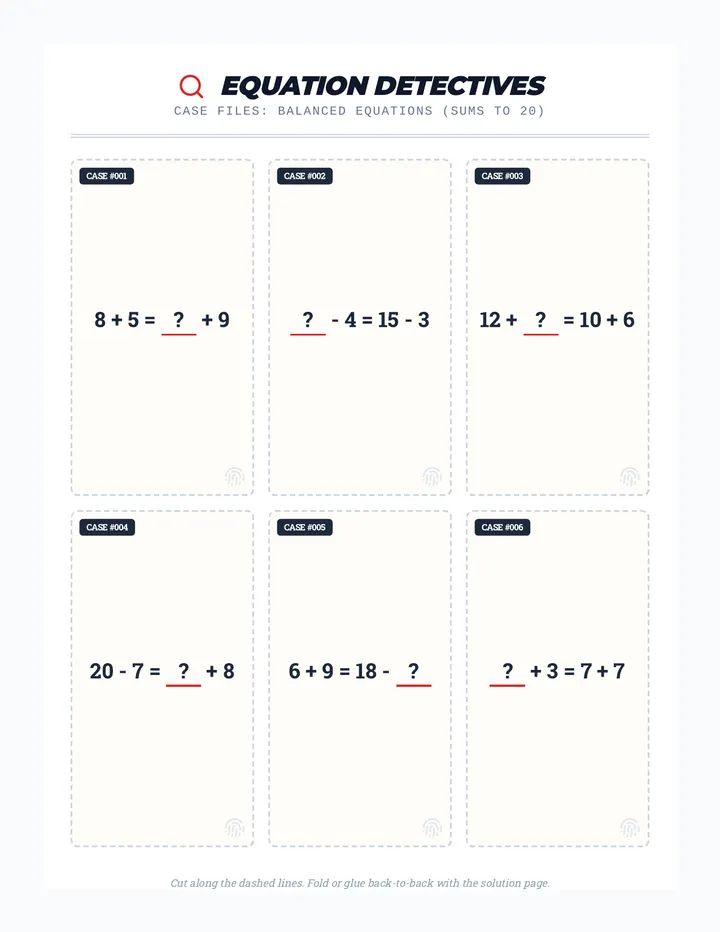Equation Detective Flashcards page 1