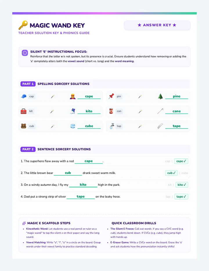 Magic Wand Answer Key