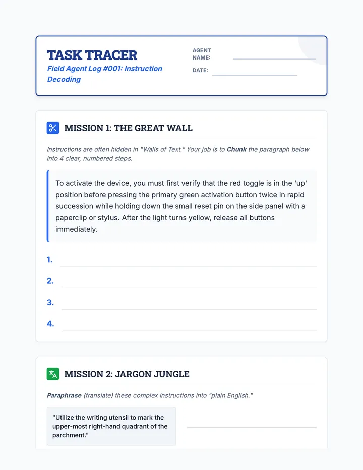 Task Tracer Worksheet