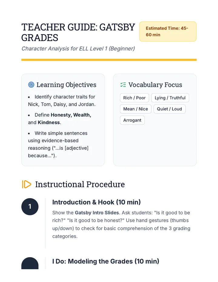 Grading Gatsby Teacher Guide
