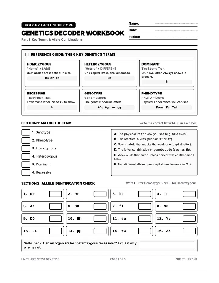 Genetics Decoder Workbook