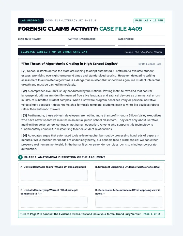 Forensic Claims Activity