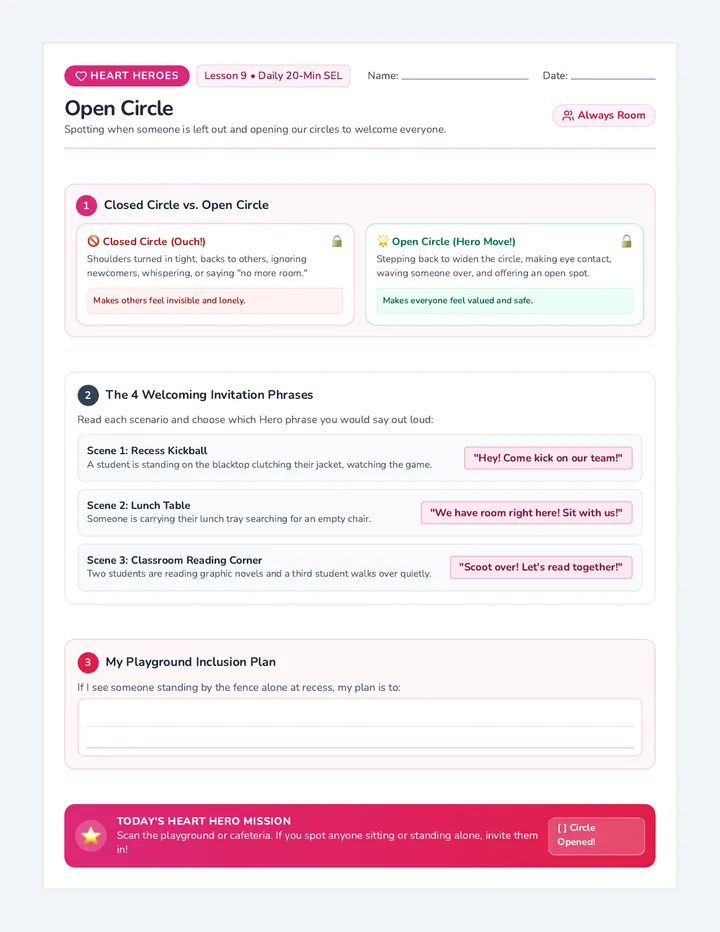 Open Circle Activity Sheet