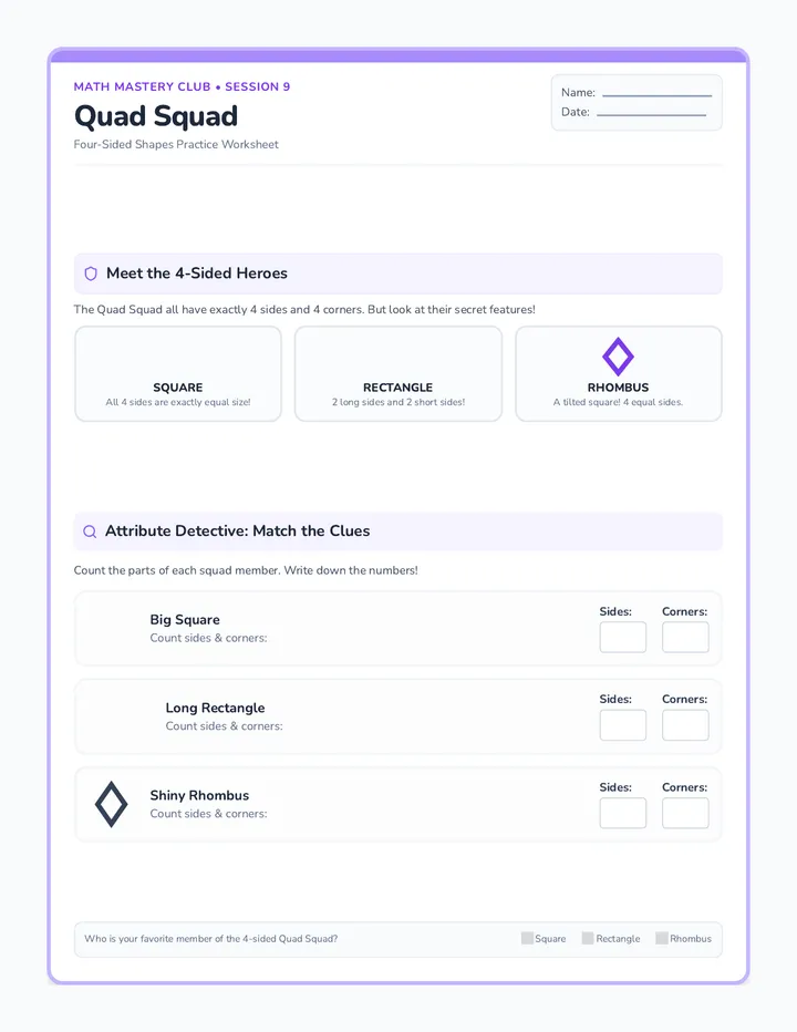Quad Squad Worksheet