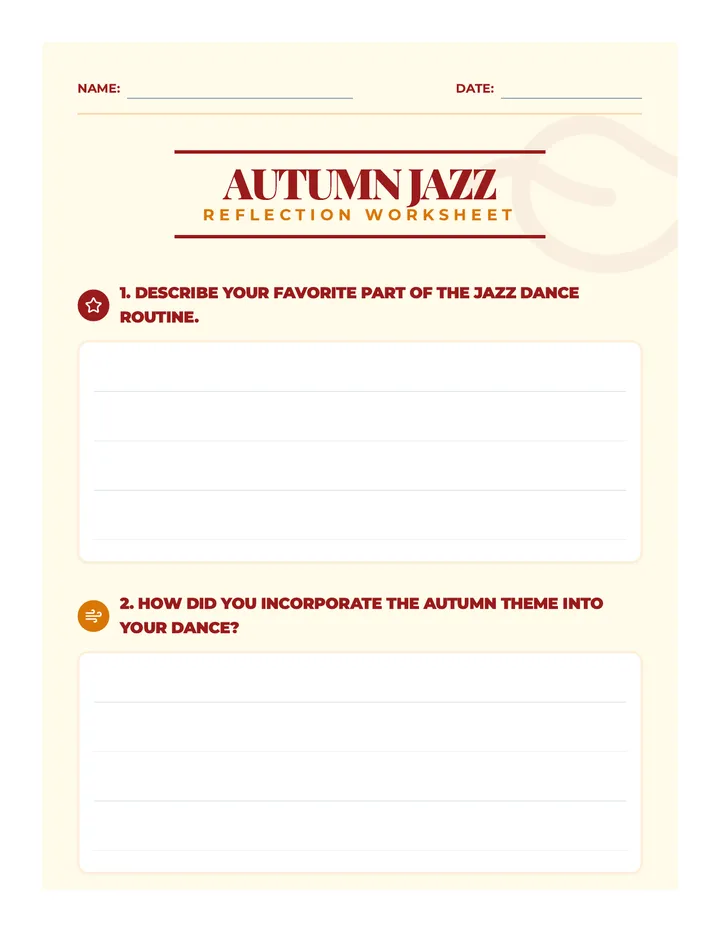 Autumn Jazz Reflection Worksheet