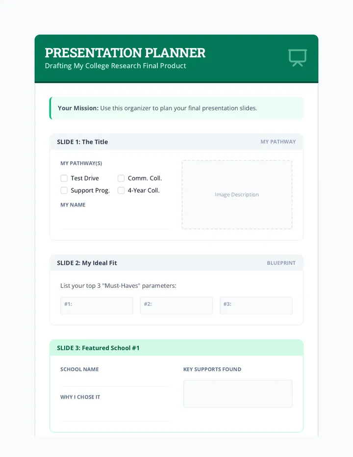 Presentation Planner Worksheet