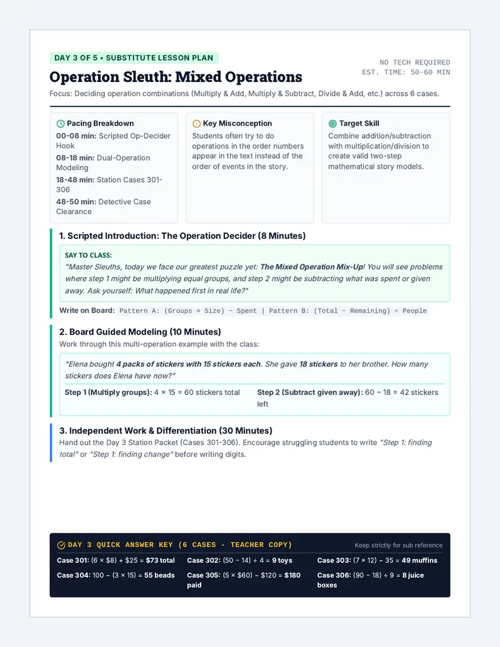 Mixed Operations Sub Guide