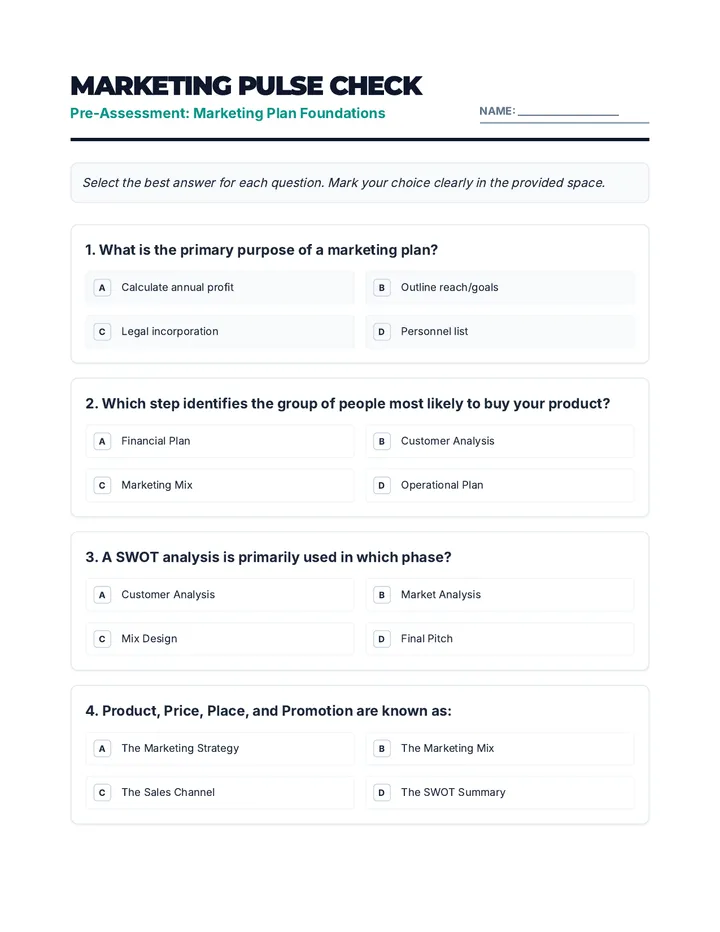 Marketing Pulse Check Pre Assessment