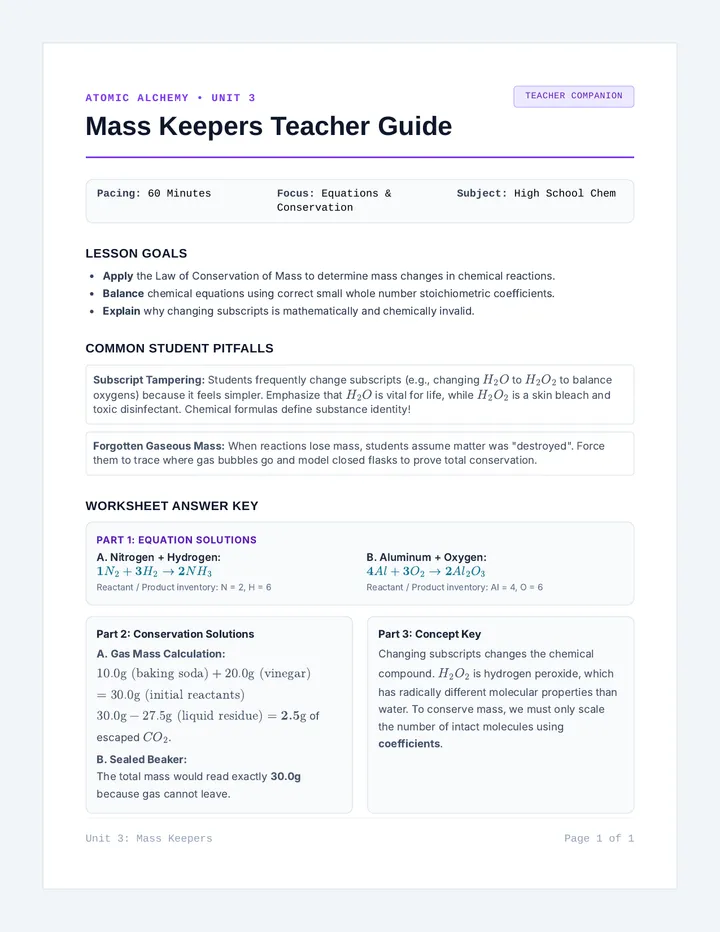 Mass Keepers Teacher Guide