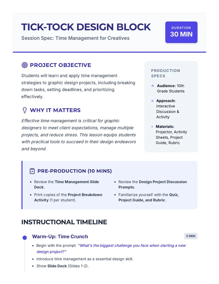 Tick Tock Lesson Plan