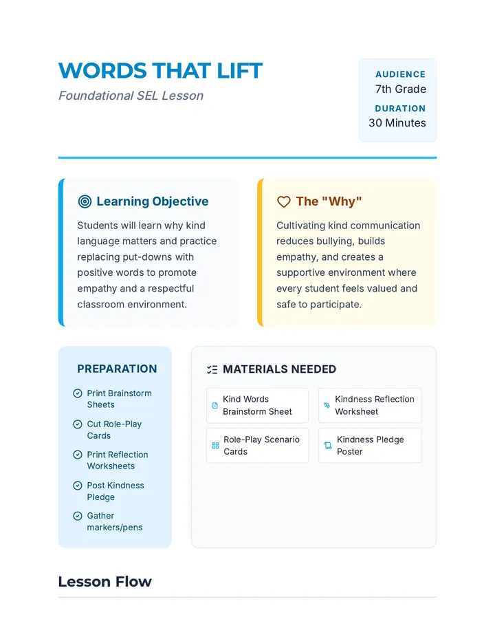 Words That Lift Lesson Plan
