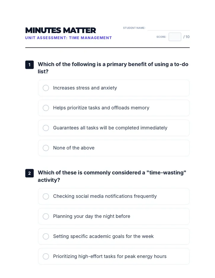 Minutes Matter Quiz