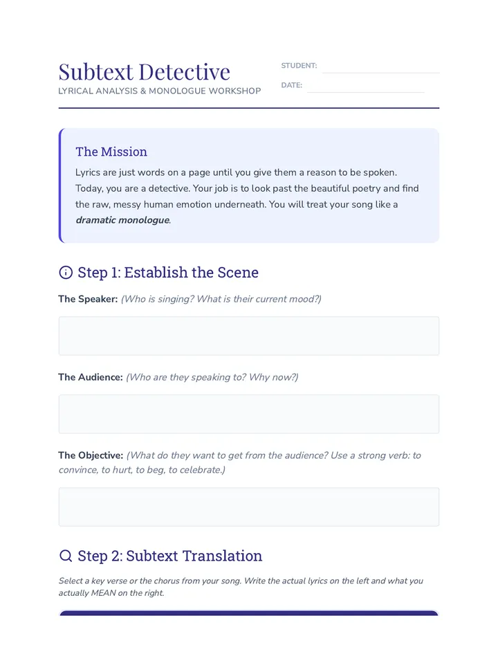 Subtext Detective Worksheet