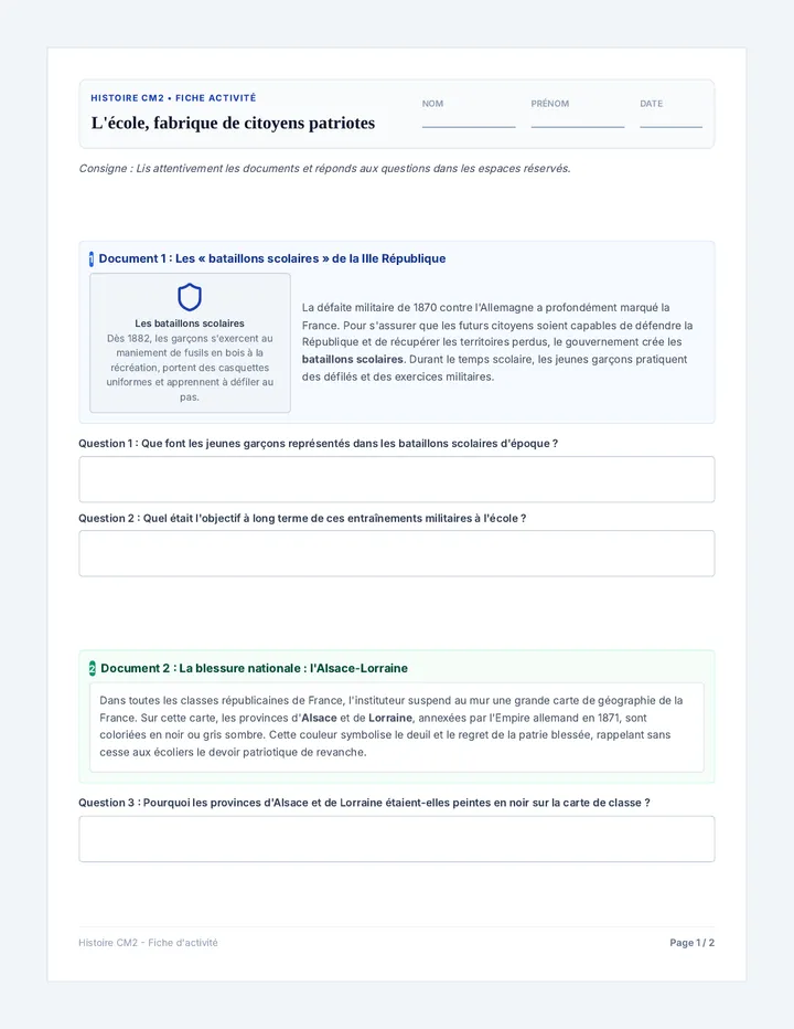 Ecole Citoyenne Fiche Activite