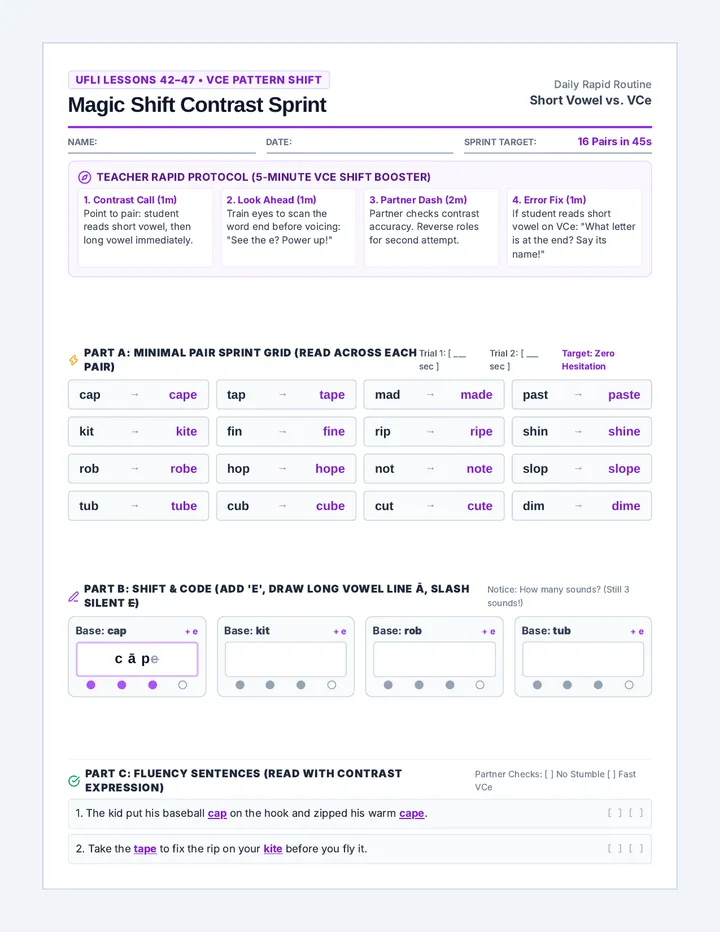 Magic Shift Worksheet