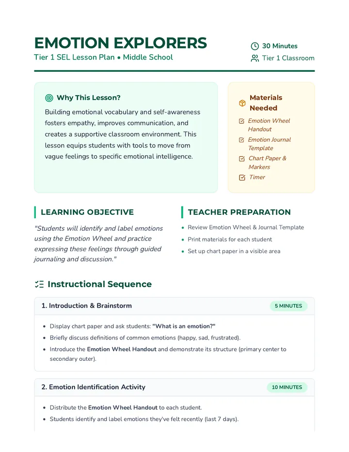 Emotion Explorers Lesson Plan
