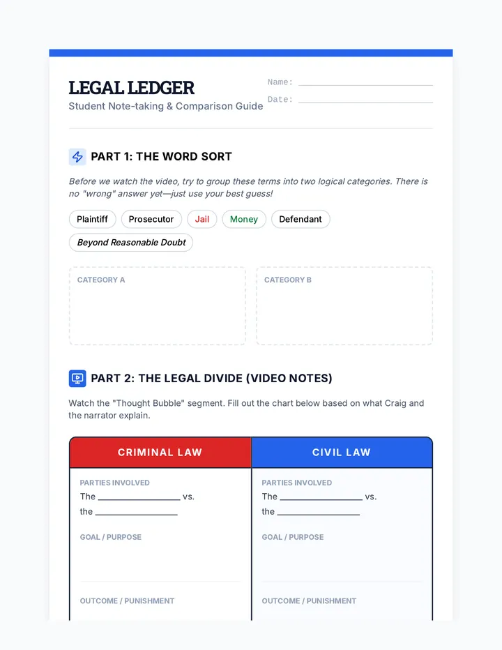 Legal Ledger Worksheet