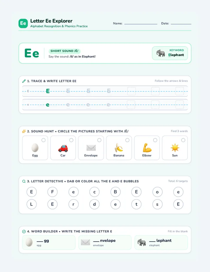 Sound Explorer Worksheets