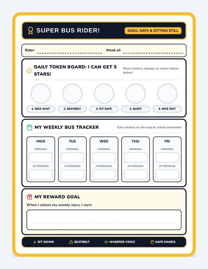 Bus Rider Behavior Chart