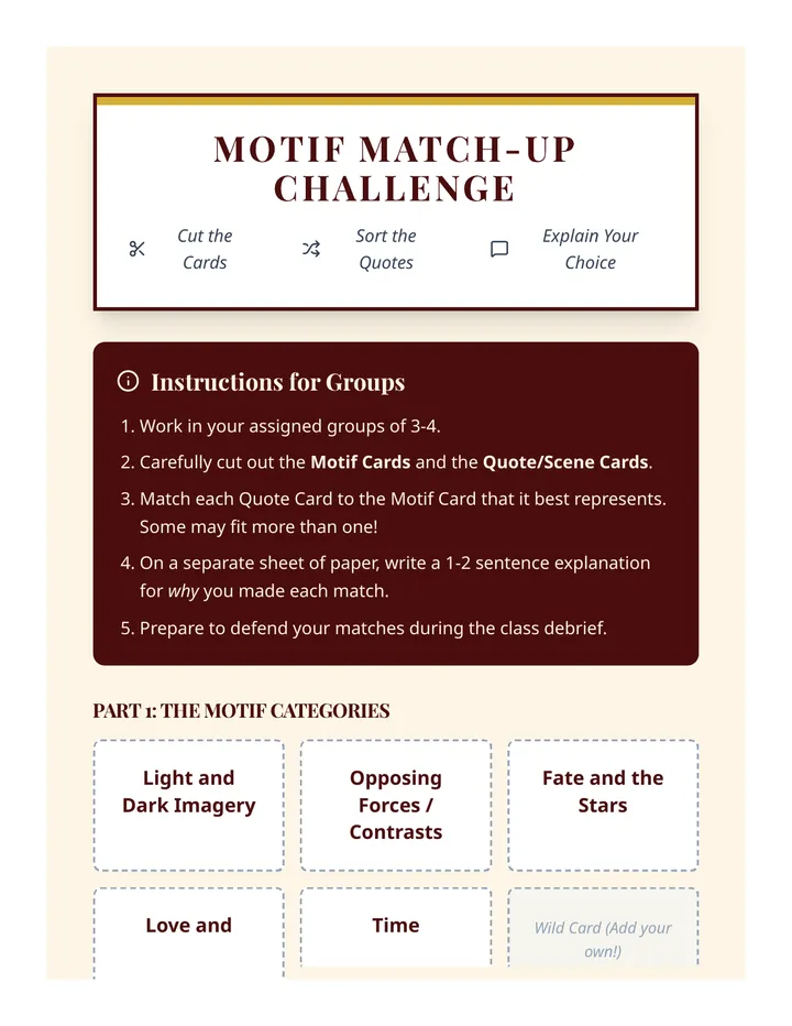 Motif Match-Up Activity