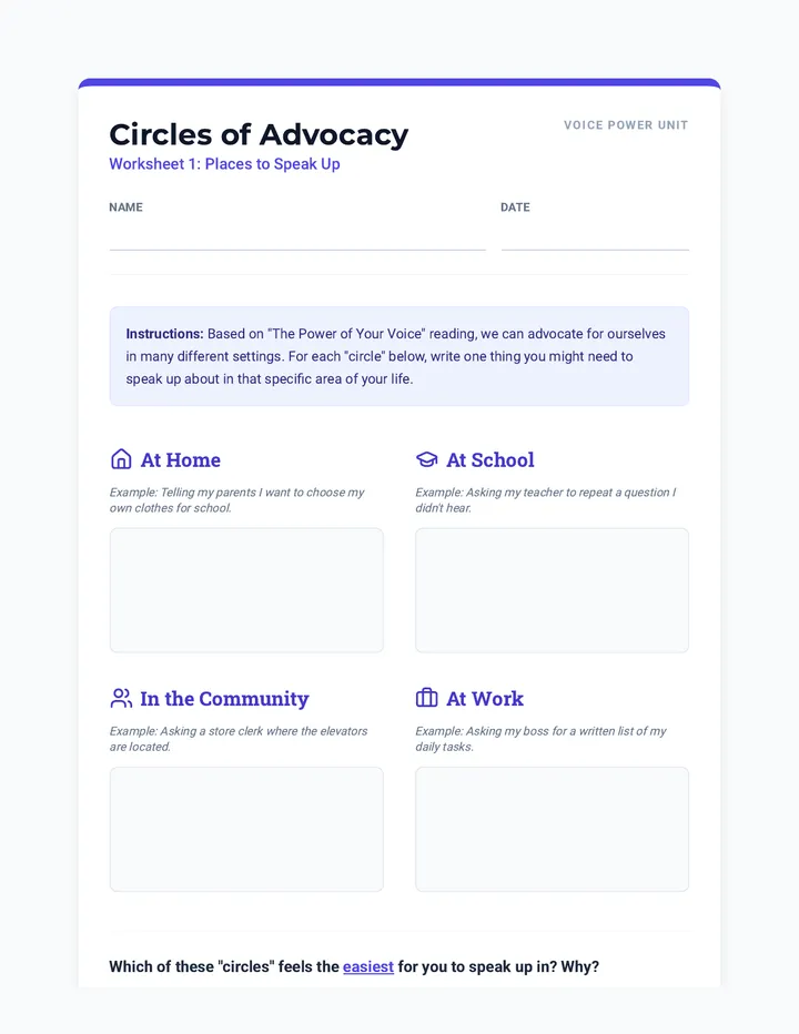 Circles of Advocacy Worksheet 1