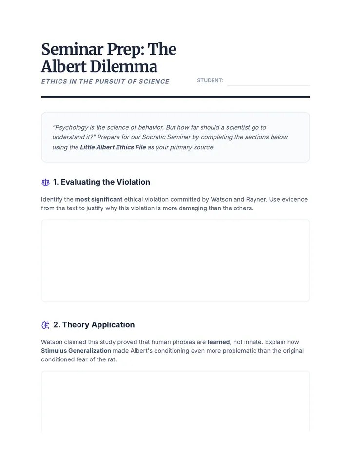 Socratic Seminar Prep Sheet