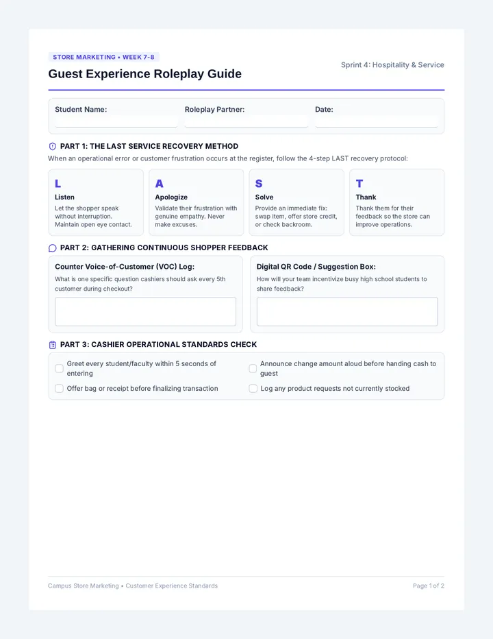 Guest Experience Roleplay Guide