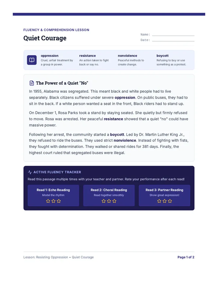 Quiet Courage Worksheet