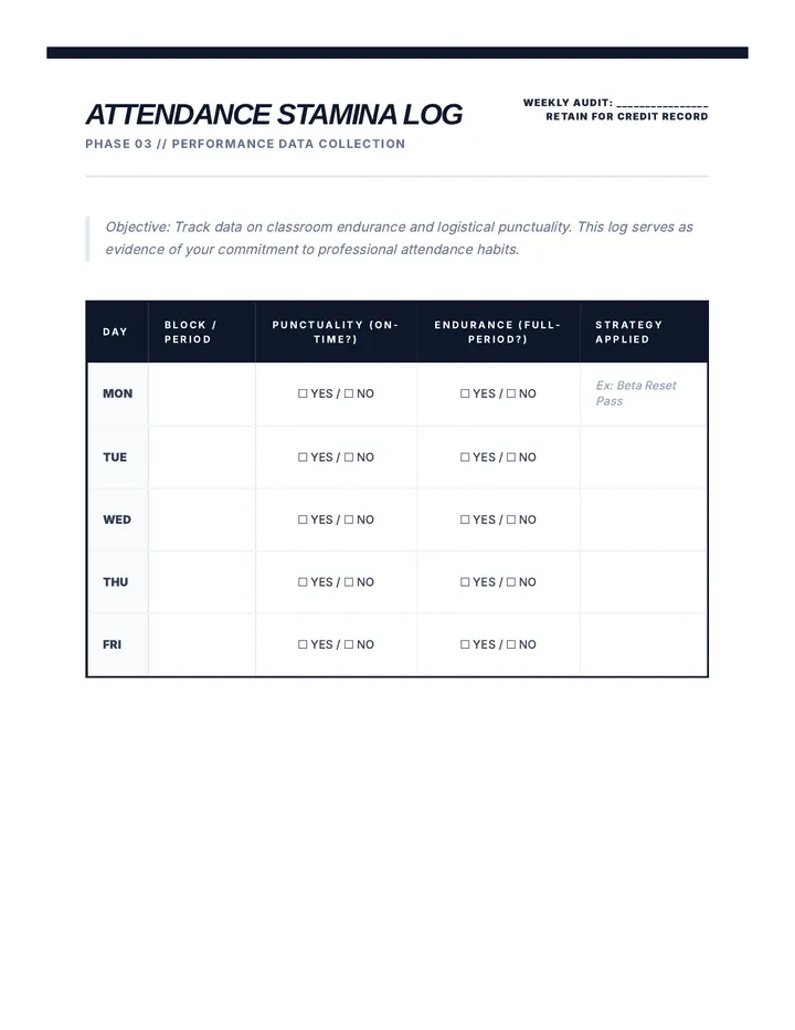 Attendance Stamina Log