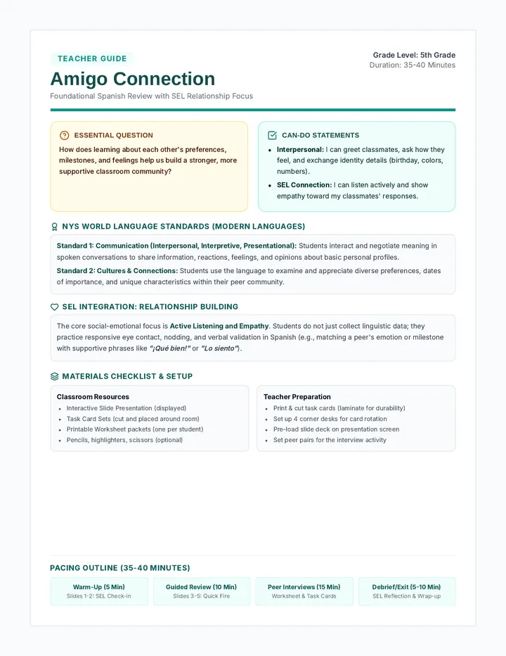 Amigo Connection Teacher Guide