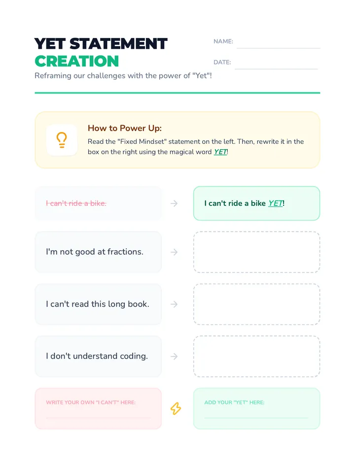Yet Statement Creation Activity