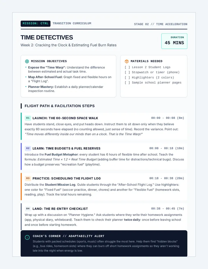 Time Detectives Facilitator Plan