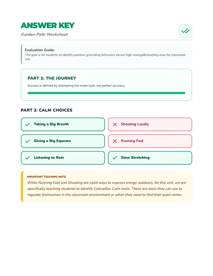 Garden Path Answer Key
