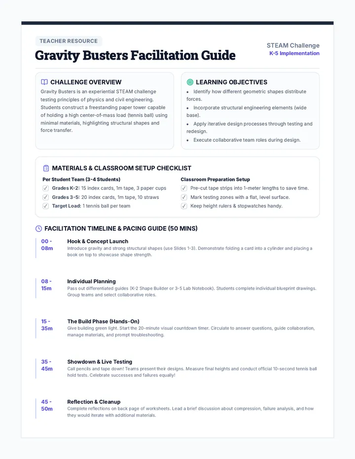 Gravity Busters Teacher Guide